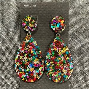 Multi colored resin statement earrings